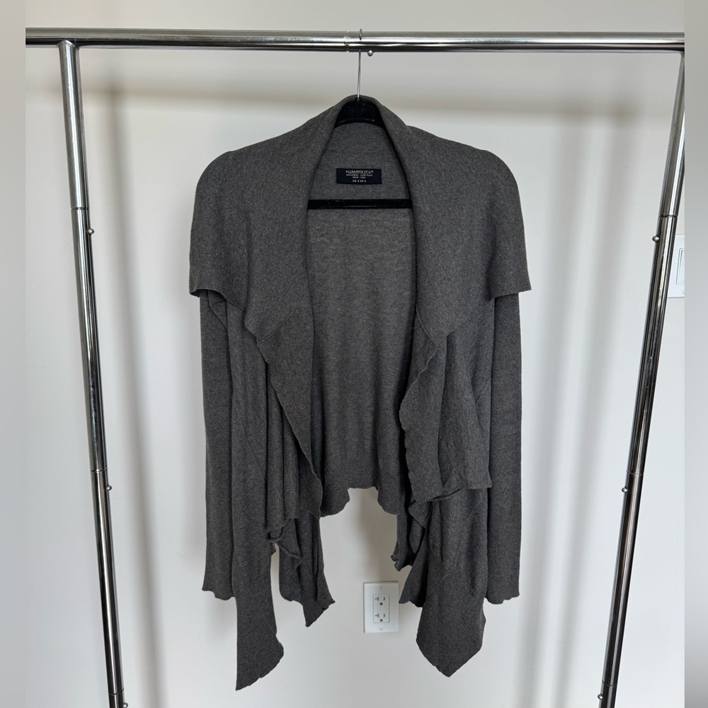 All Saints Gray Asymmetrical Shrug